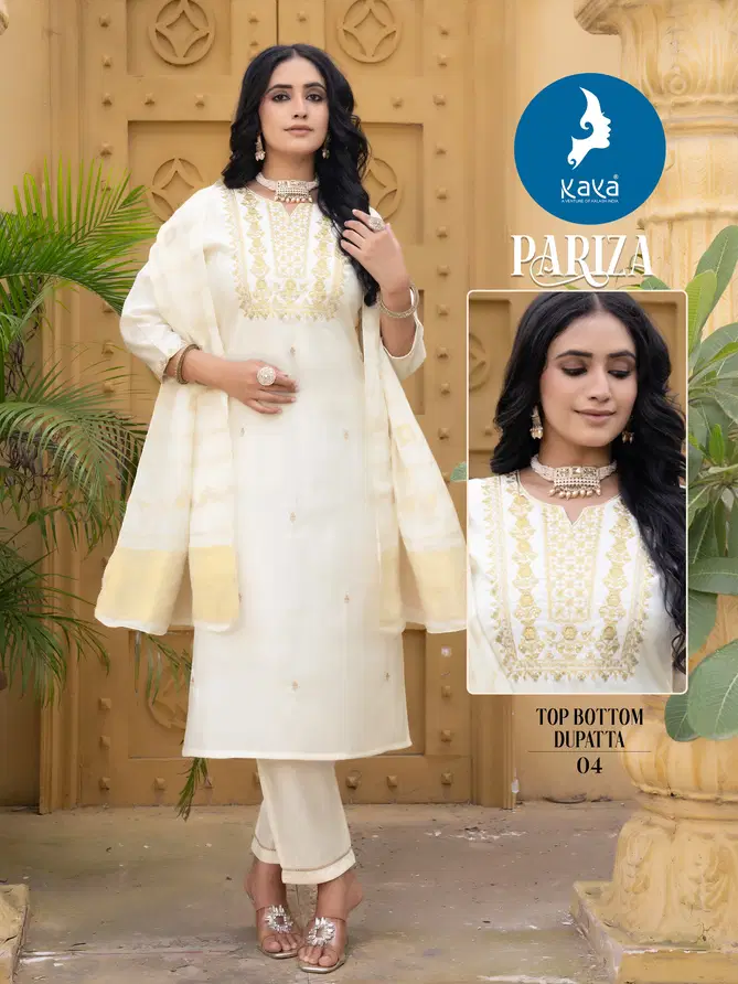 Pariza By Kaya Roman Silk Embroidery Kurti With Bottom Dupatta Wholesale Shop In Surat